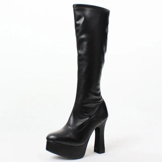 Damenstiefel kniehoch – Blockabsatz und Plateau