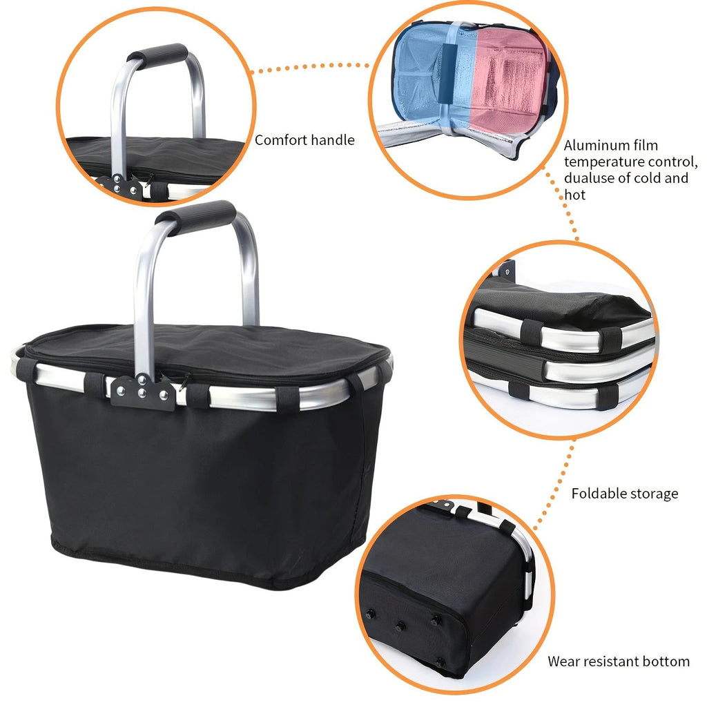 Faltbarer Isolierkorb mit Reißverschlussdeckel, Oxford-Aluminium