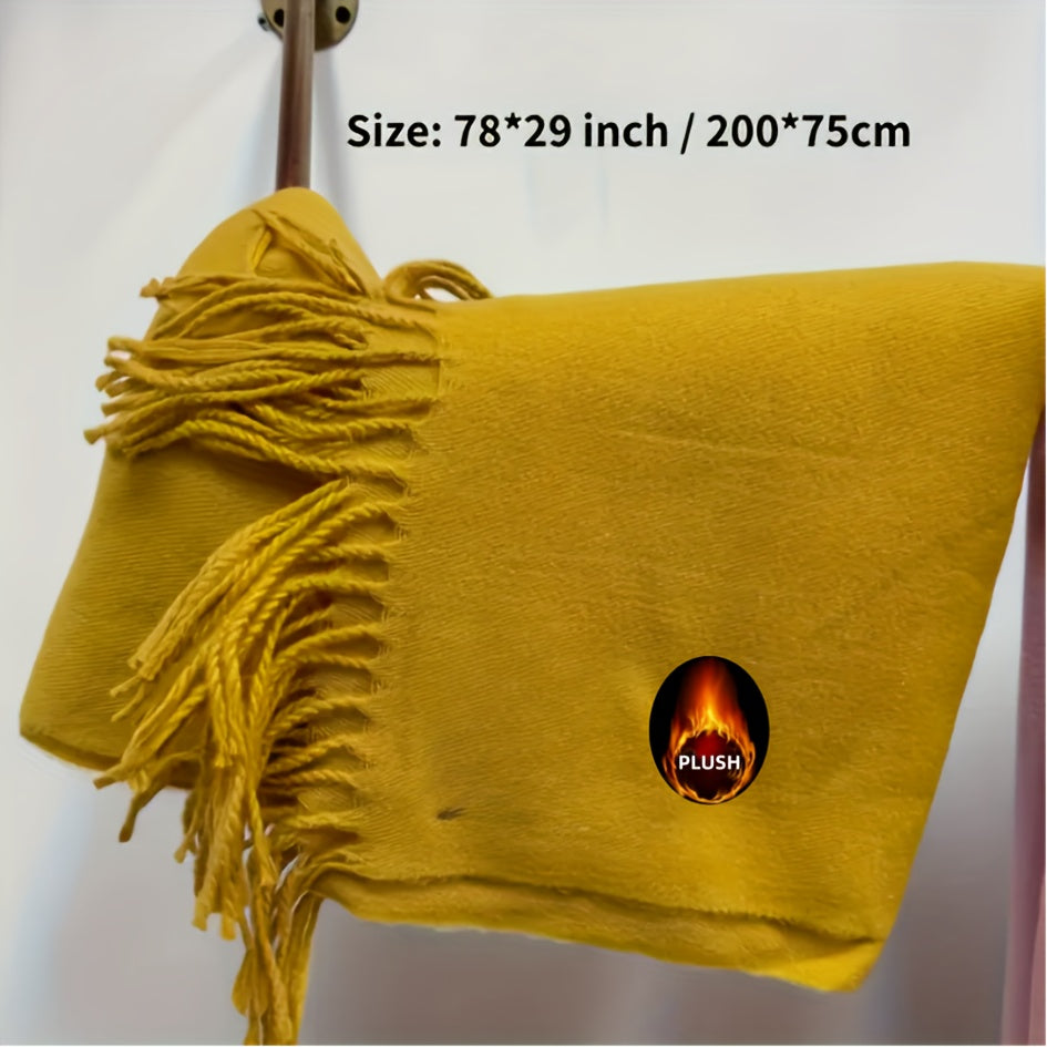 Foulard Femme Élégant à Franges Style Bohème Hiver Coloris Unis Tissu Jacquard Doux et Résistant by LSDLBoutique.ch