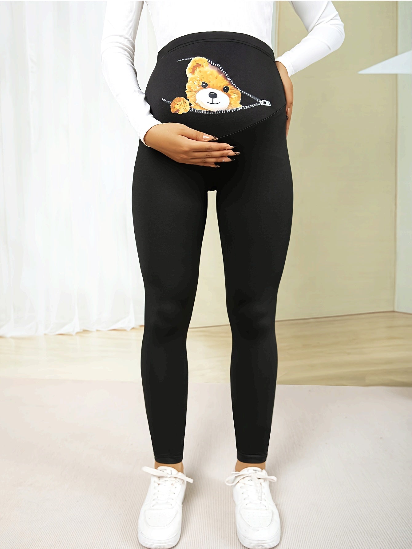 Legging Grossesse Taille Haute Imprimé Cartoon Skinny Stretch Confort Soutien Quotidien Pour Femme Enceinte by LSDLBoutique.ch