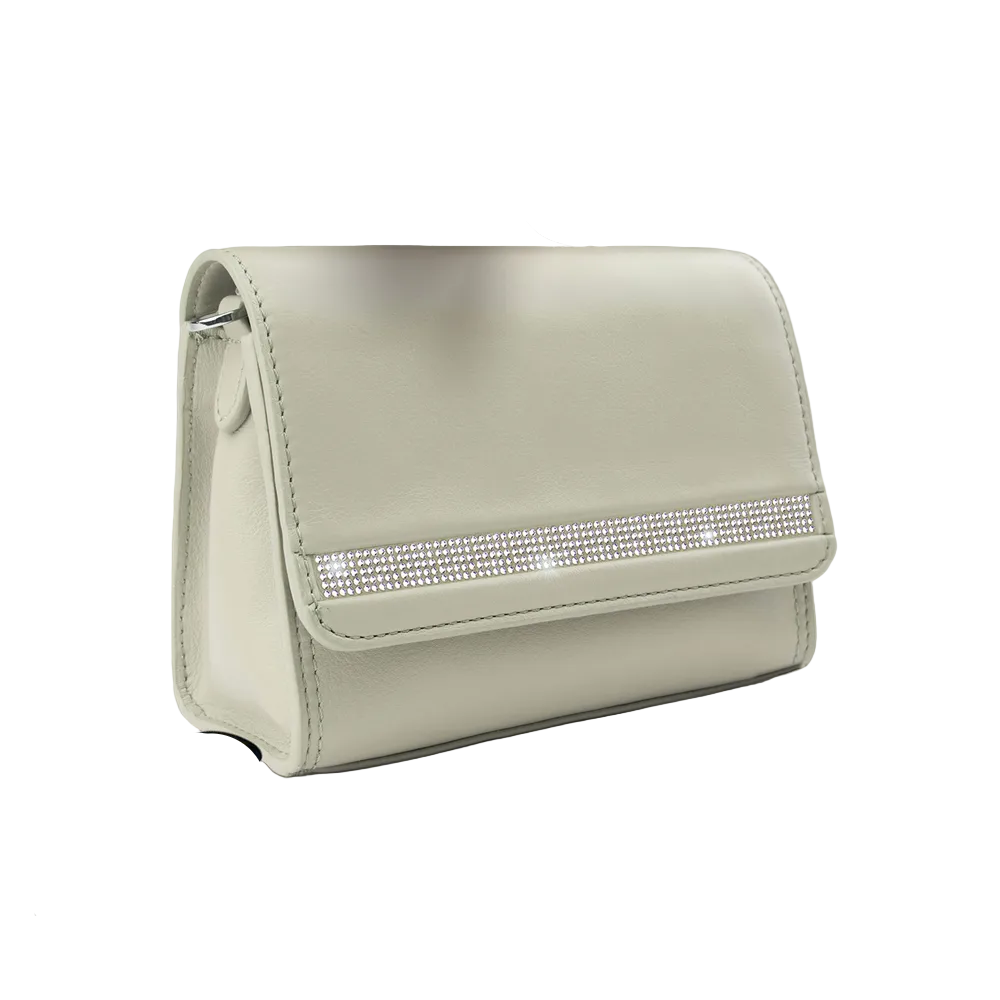 Small leather handbag, crystals – beige