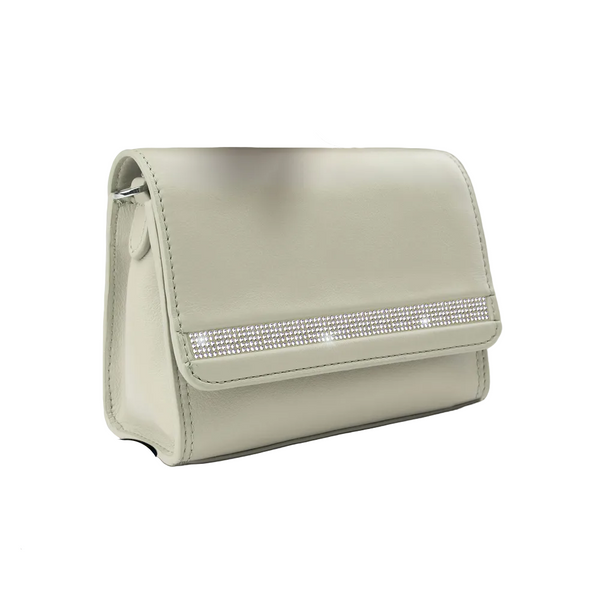 Small leather handbag, crystals – beige
