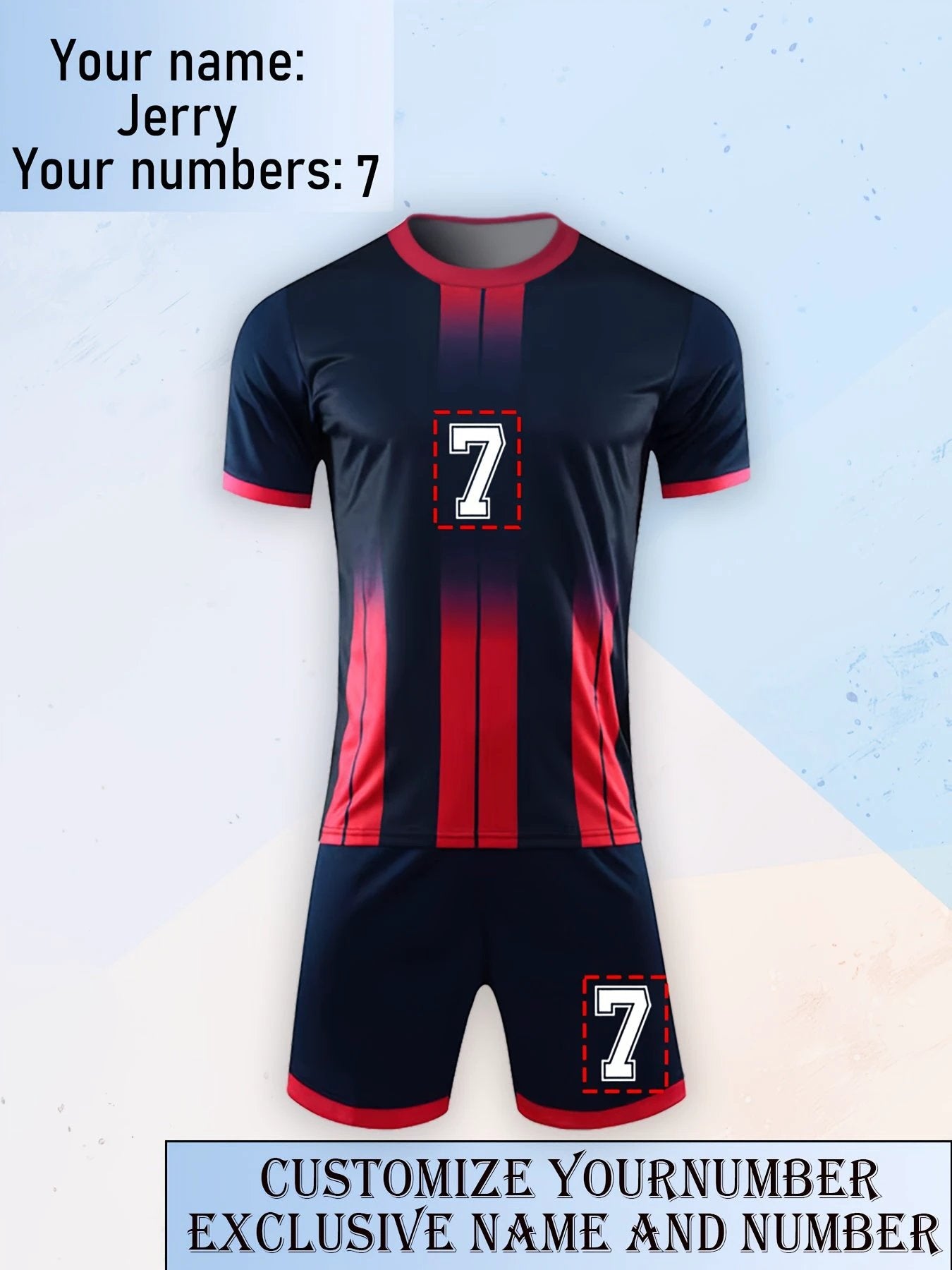 Schnelltrocknendes Fußballtrikot mit Nummern und Namen