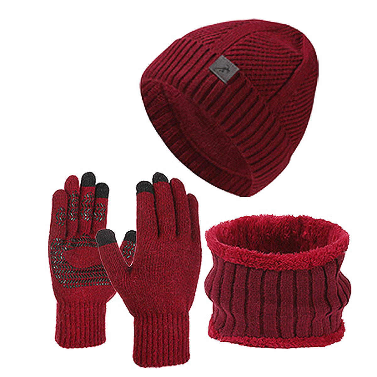 Ensemble Hiver Homme 3 Pièces Bonnet Écharpe Gants Tactiles Mélange Laine Acrylique Confortable Compatible Écran Tactile by LSDLBoutique.ch