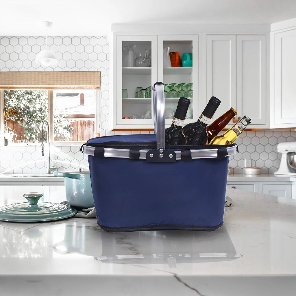 Faltbarer Isolierkorb mit Reißverschlussdeckel, Oxford-Aluminium