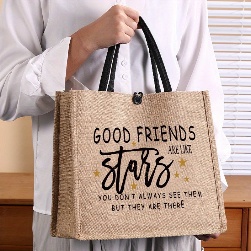 ChicSack – Sac Cabas en Toile de Jute avec Imprimé Élégant by LSDLBoutique.ch