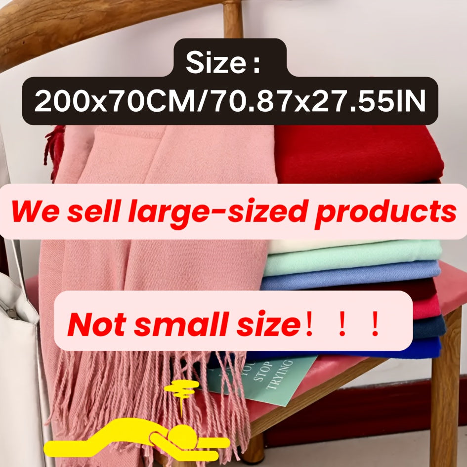 Foulard Femme Élégant à Franges Style Bohème Hiver Coloris Unis Tissu Jacquard Doux et Résistant by LSDLBoutique.ch