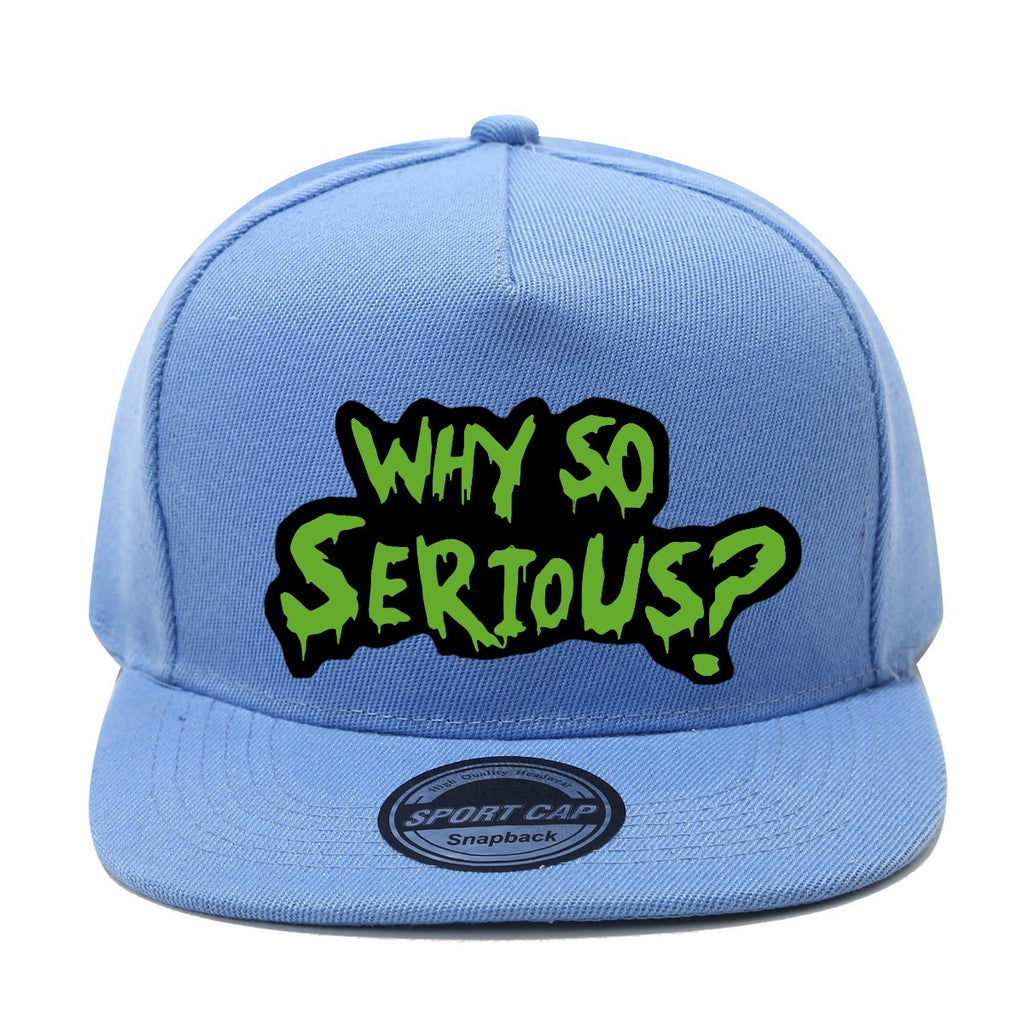 Casquette Streetwear Why So Serious Noire et Verte Snapback Unisexe Polyester Léger Dos en Maille Respirante by LSDLBoutique.ch
