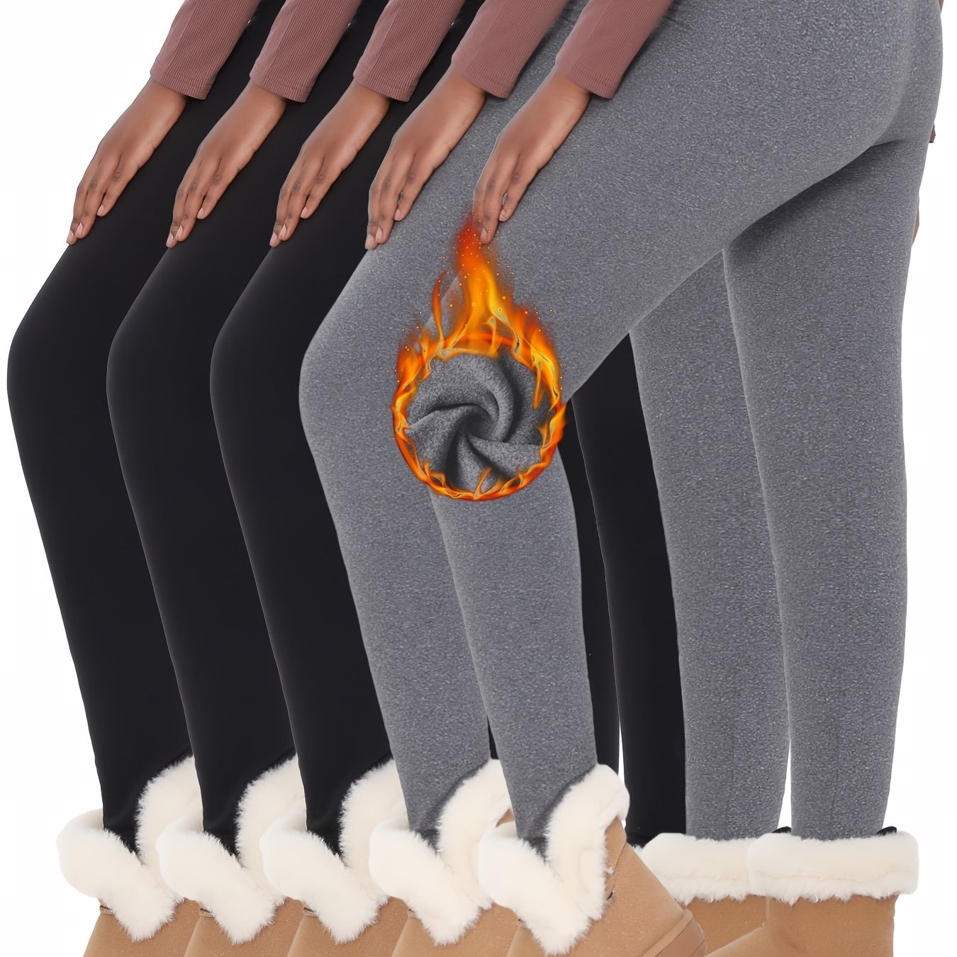 Lot De 5 Leggings Thermiques Femme Taille Haute Doux Et Chauds Pour Hiver Avec Doublure Polaire Pour Yoga Sport Quotidien by LSDLBoutique.ch