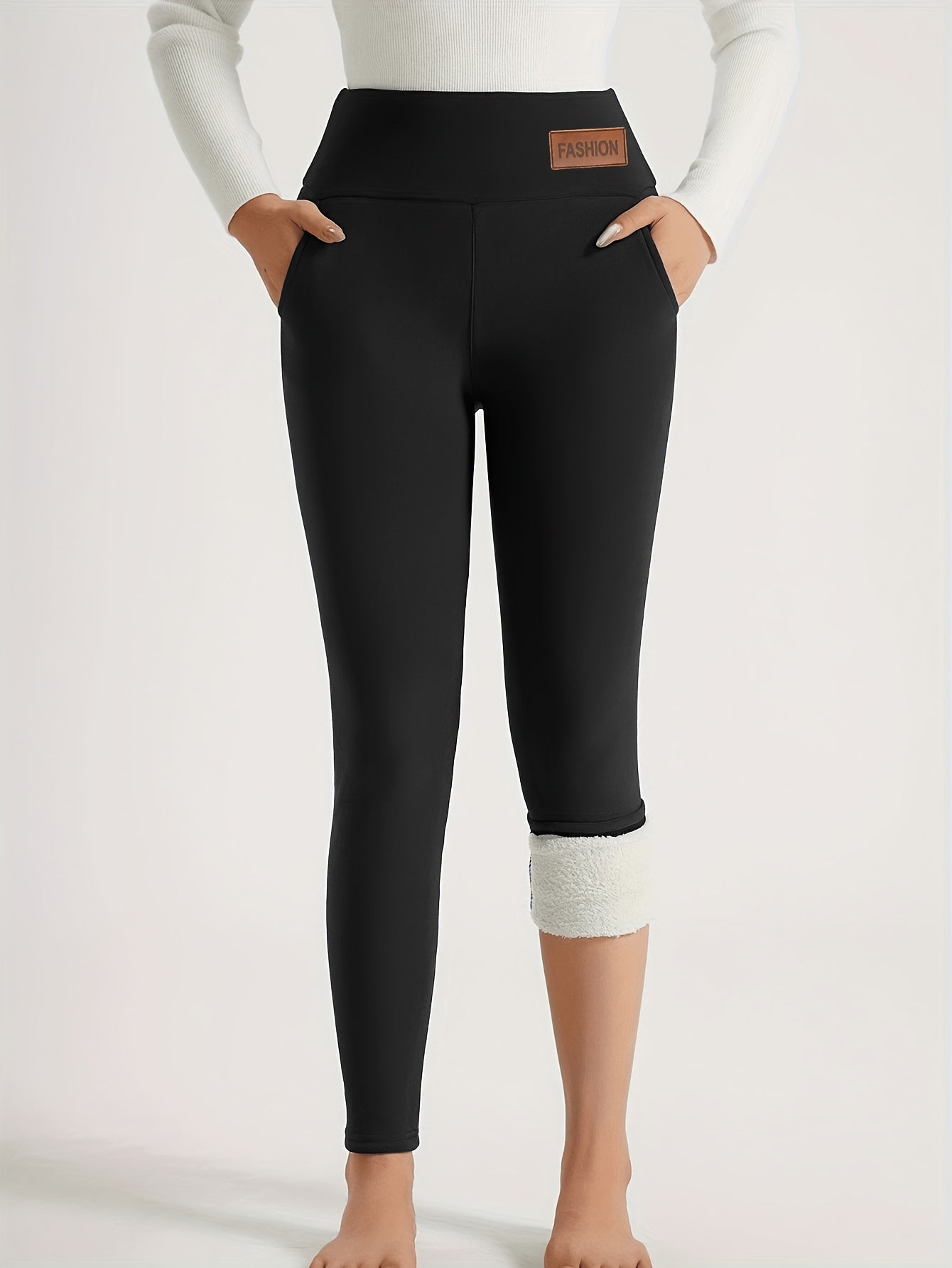 Lot De 3 Leggings Thermiques Femme Poches Taille Haute Doublés Polaire Doux Et Stretch by LSDLBoutique.ch