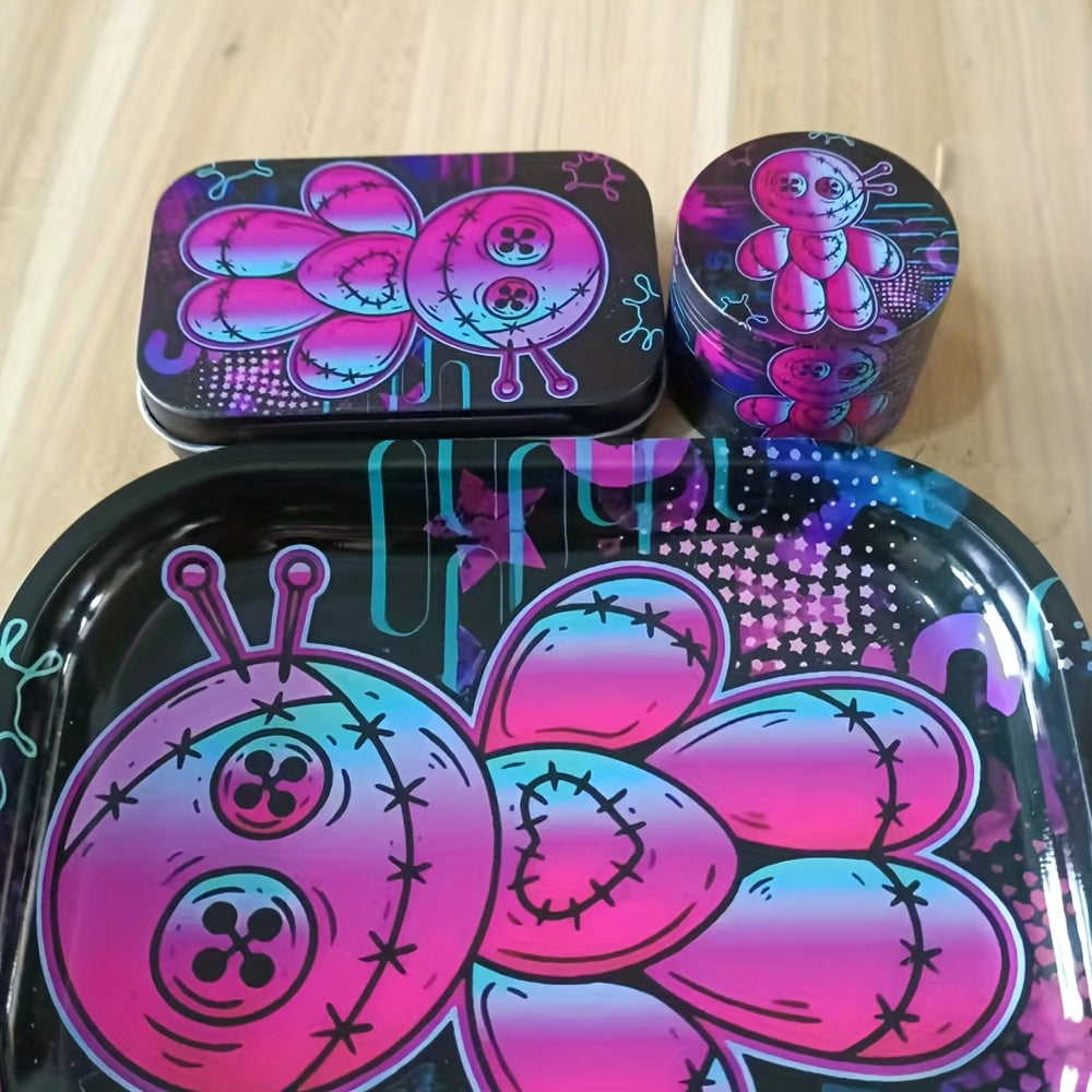 Set 3pcs Violet Poupée : Grinder, Plateau, Boîte Rangement by LSDLBoutique.ch