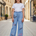 Originale Graffiti-Jeans für Mädchen, bedruckt mit Street-Graffiti, Herbst, dick