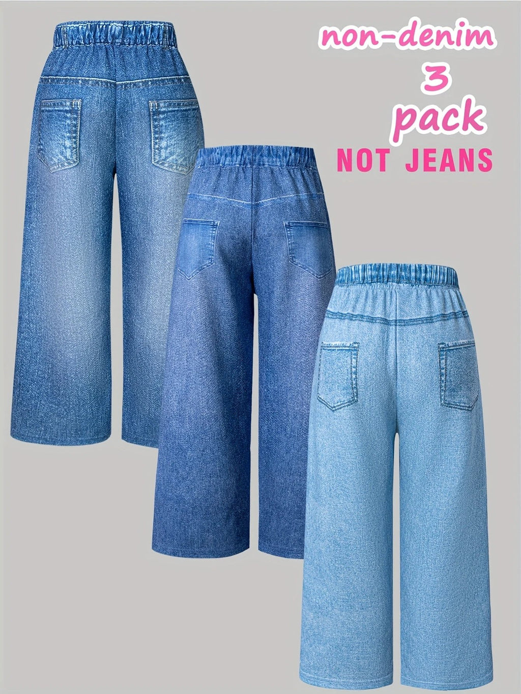 Not Jeans Mädchen-Lange Hosen, 3er-Pack, Graffiti-Buchstaben und Blumen