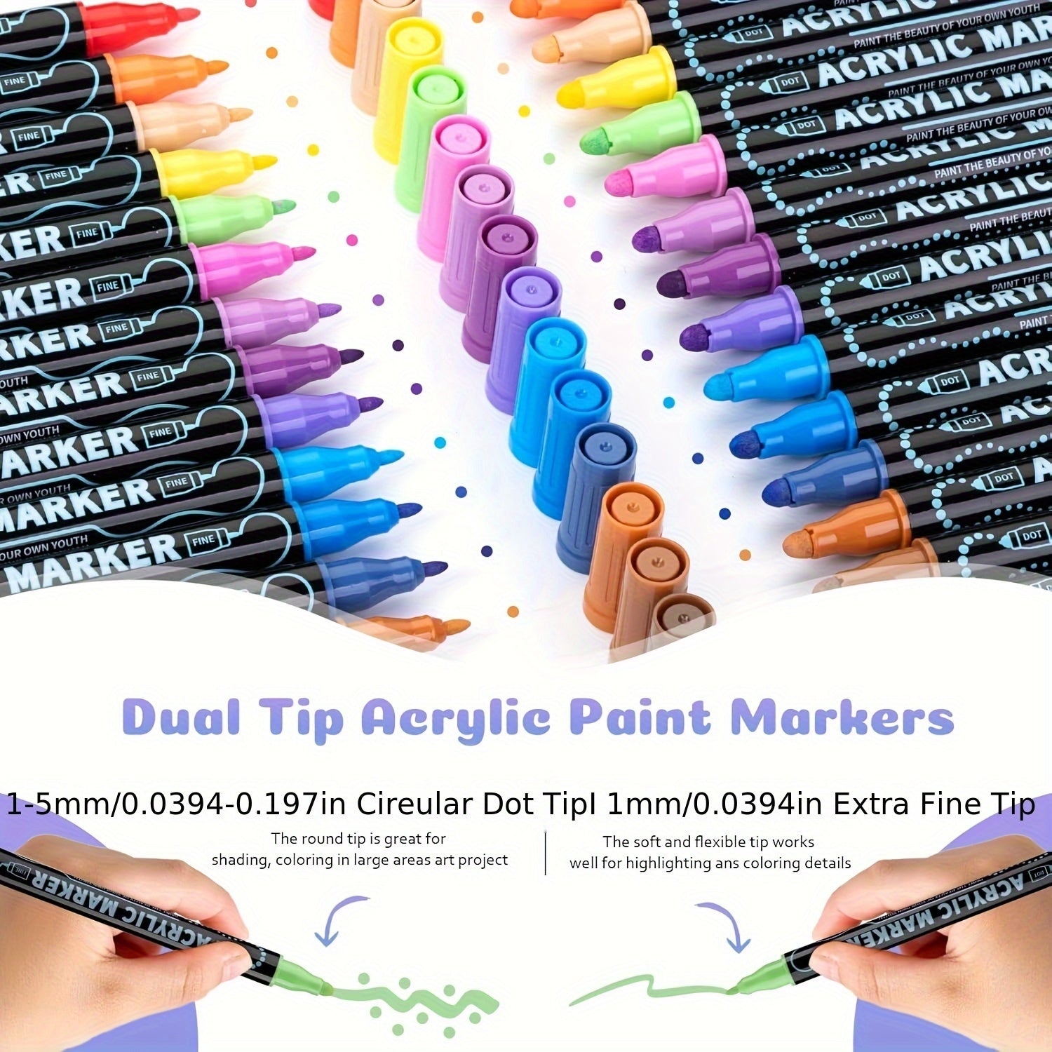 36 Colors Dual Tip Acrylic Pens Markers, Double Tip Premium Acrylic Markers, Acrylic Markers for Wood, Rock Painting, Glass, Canvas, Stone, DIY Crafts Making Art Supplies by LSDLBoutique.ch