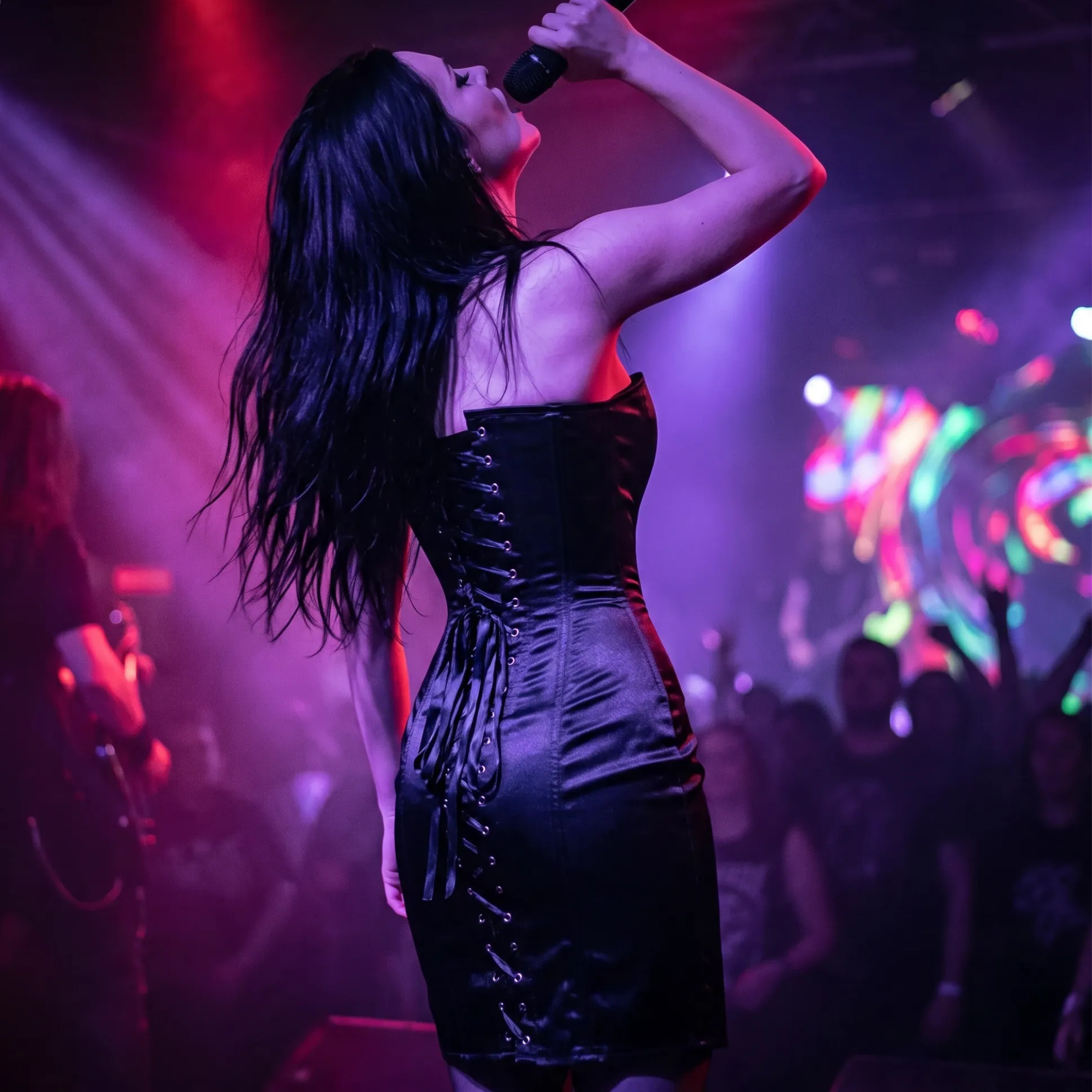 Überbrustkorset aus Satin mit Schnürung im Gothic-Stil – Große Größen