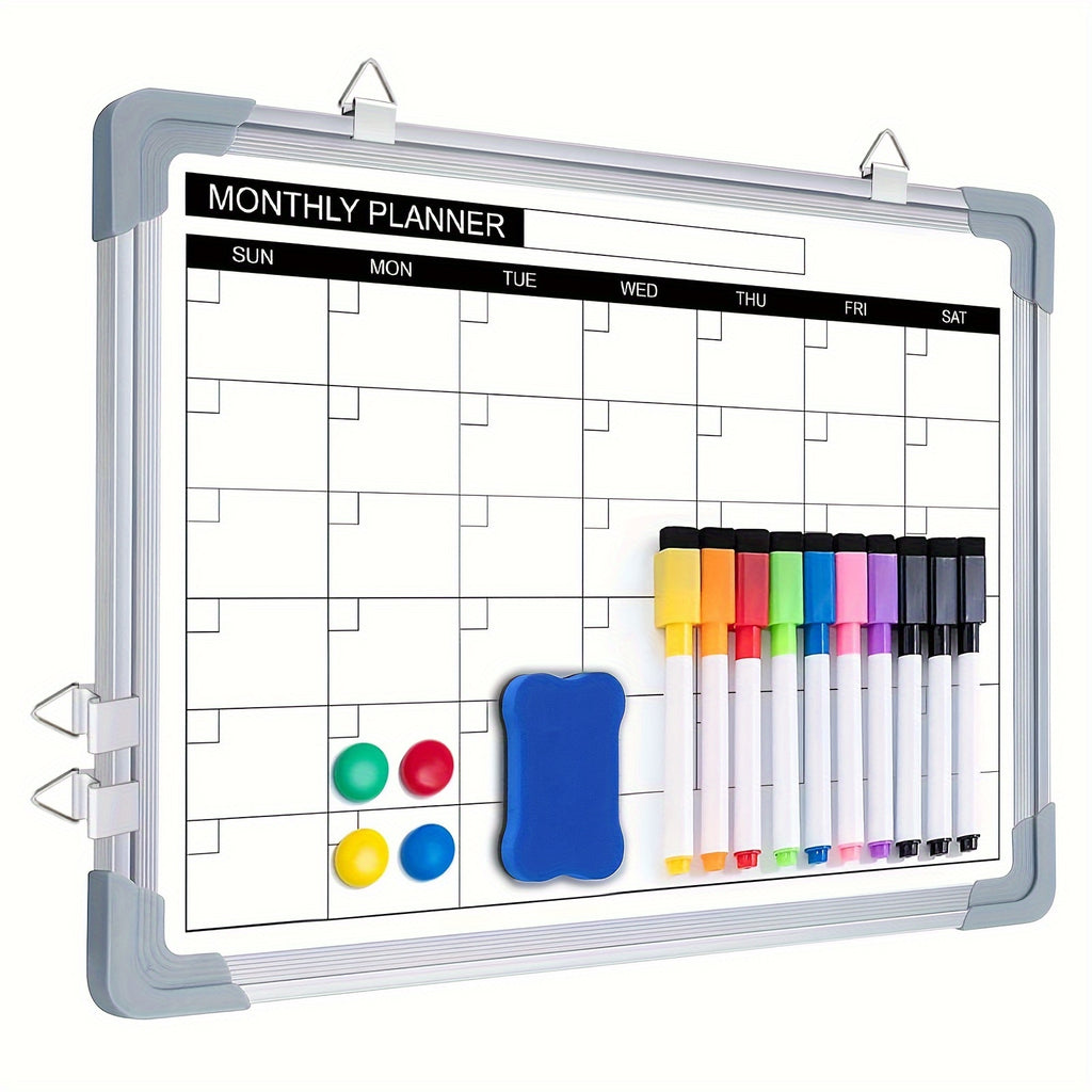 Tableau Calendrier Mensuel Effaçable Double Face Portable et Léger 40x30 cm pour Bureau et Maison by LSDLBoutique