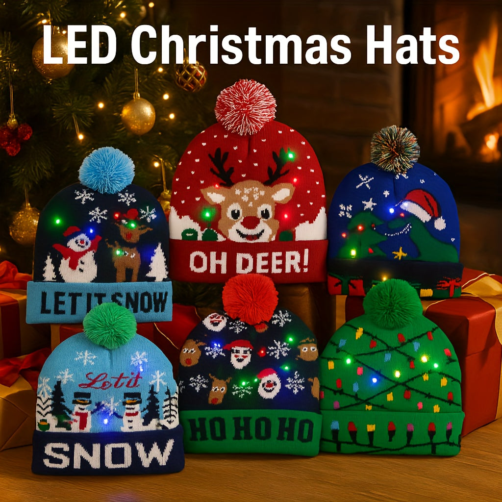 Bonnet De Noël À LED Multicolores Avec Pompon Taille Unique Résistant À L Humidité by LSDLBoutique.ch