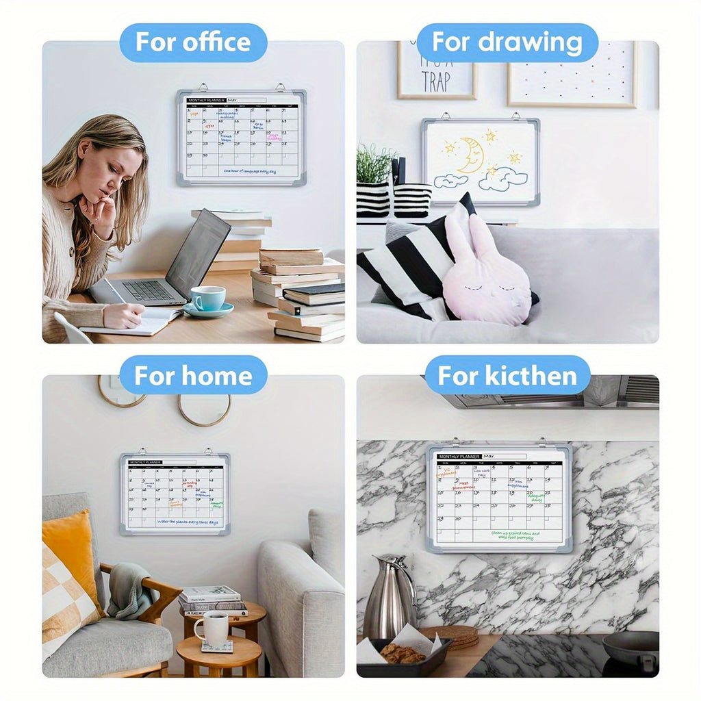 Tableau Calendrier Mensuel Effaçable Double Face Portable et Léger 40x30 cm pour Bureau et Maison by LSDLBoutique