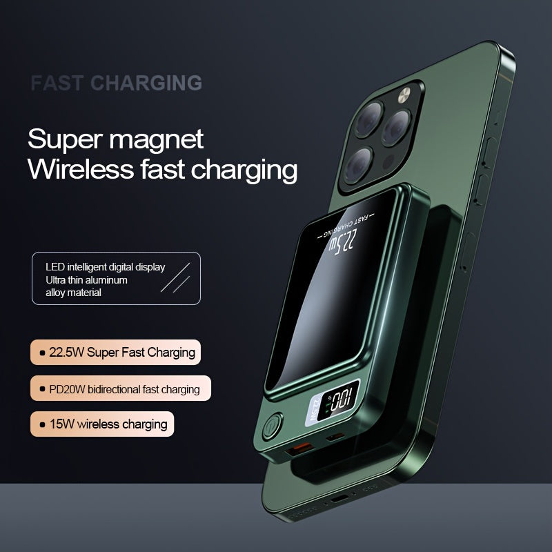 KOILAGER Batterie Externe 10000mAh Ultra Fine Charge Magnétique Sans Fil 15W Et Filaire 22,5W USB C Compatible IPhone by LSDLBoutique.ch