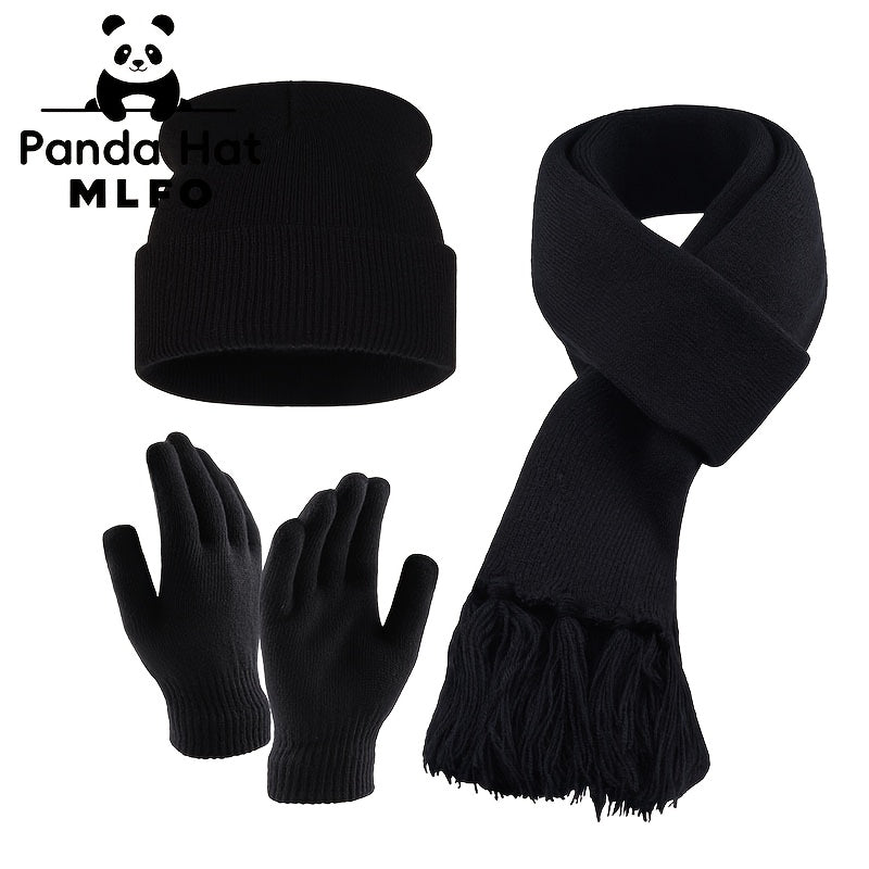 Ensemble Hiver 3 Pièces Bonnet Gants Écharpe Tricotés Confort Léger Acrylique 100 Pourcent Isolation Chaude MLFO by LSDLBoutique.ch