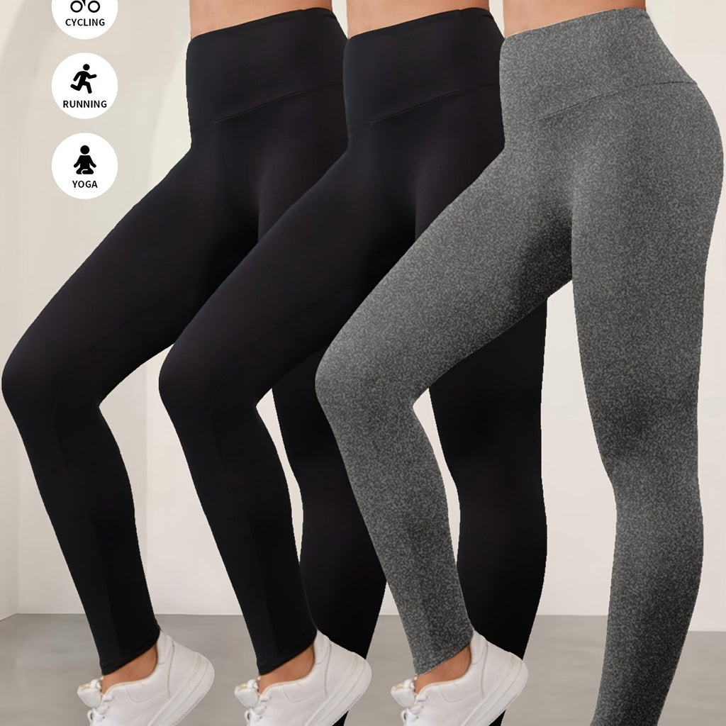 Lot De 3 Leggings Femme Taille Haute Opaques Avec Stretch Contrôle Du Ventre Et Ceinture Antidérapante by LSDLBoutique.ch