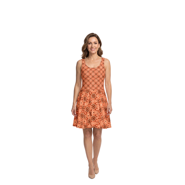 Cut-Sew Skater Dress with Flared Skirt, Sleeveless – Silke