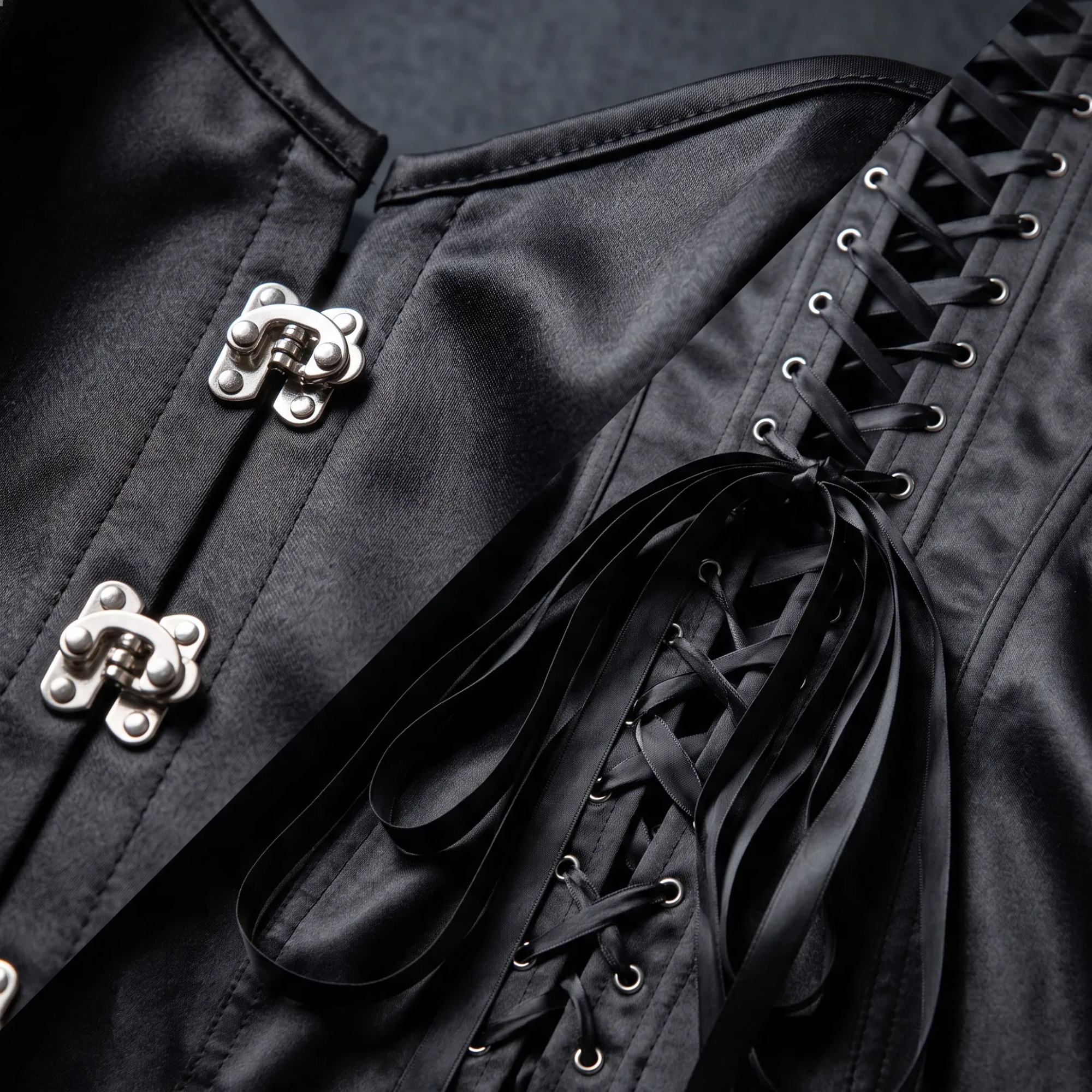 Überbrustkorset aus Satin mit Schnürung im Gothic-Stil – Große Größen