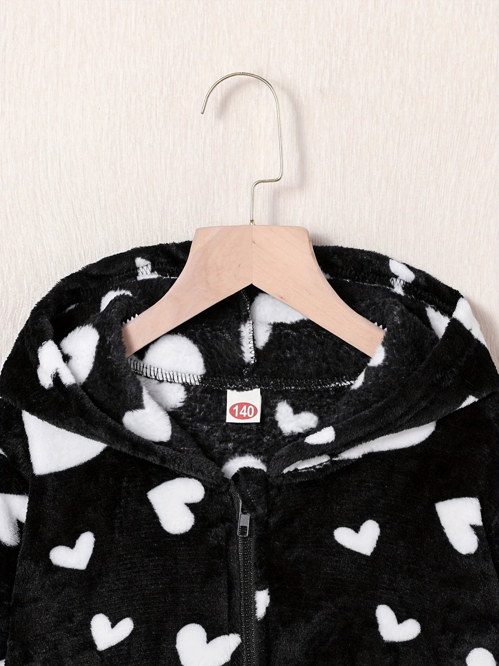 Kapuzenstrickjacke mit Herzmuster und Reißverschluss