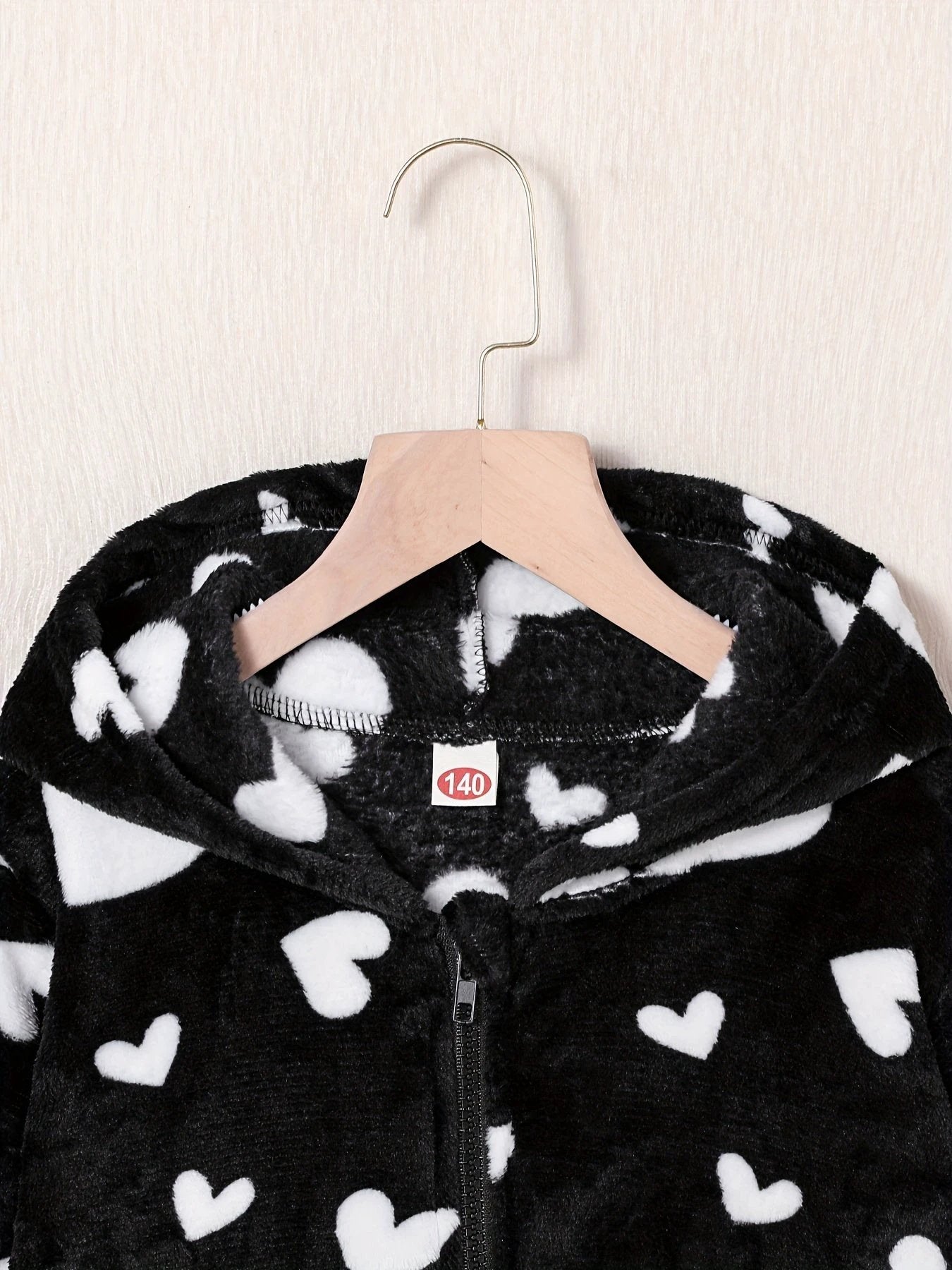 Kapuzenstrickjacke mit Herzmuster und Reißverschluss