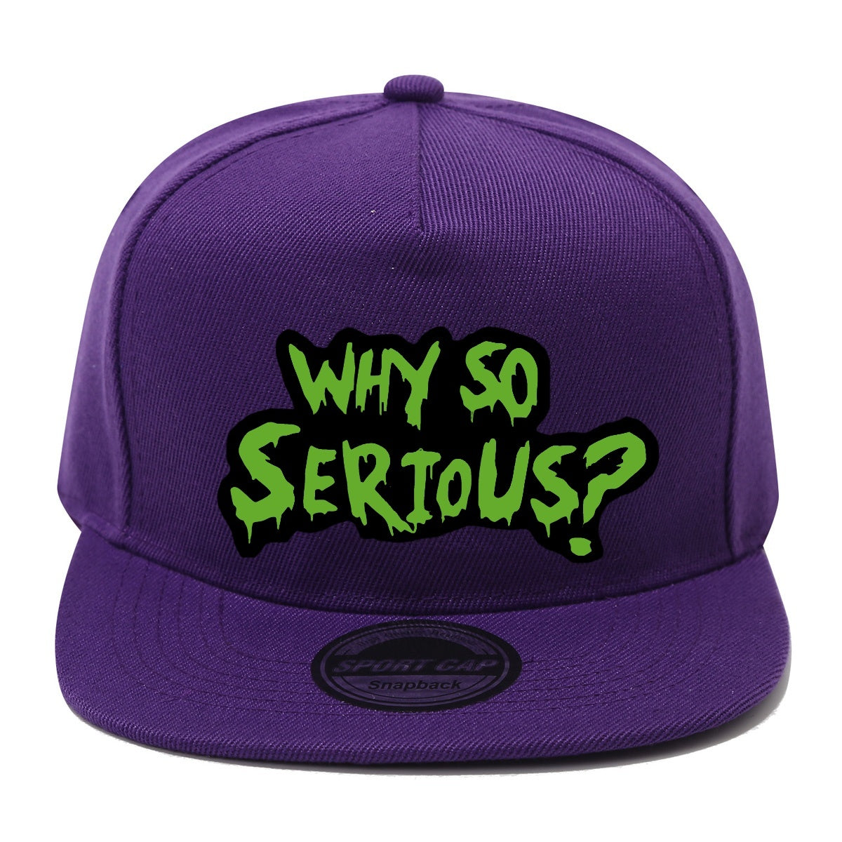 Casquette Streetwear Why So Serious Noire et Verte Snapback Unisexe Polyester Léger Dos en Maille Respirante by LSDLBoutique.ch