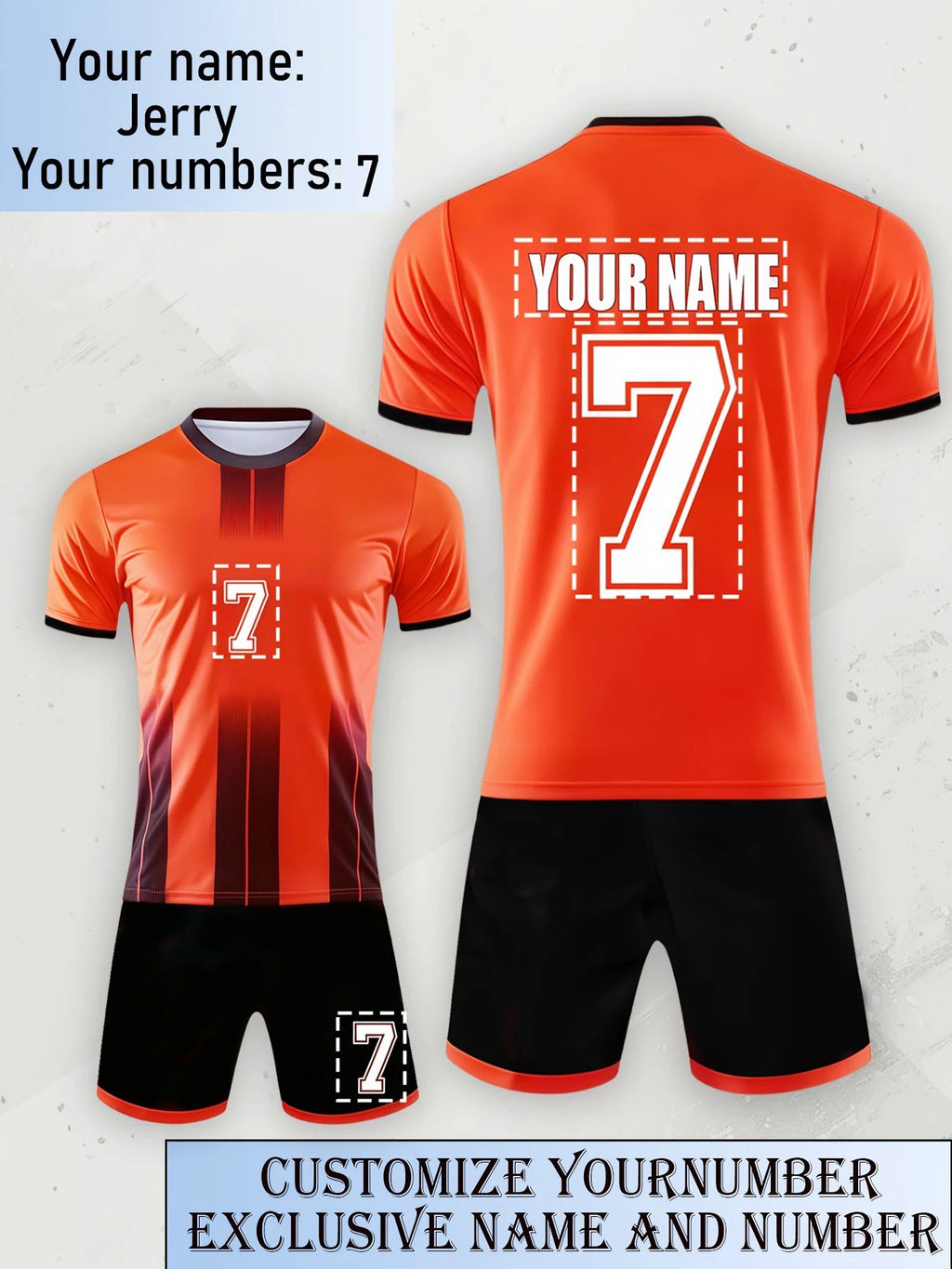 Schnelltrocknendes Fußballtrikot mit Nummern und Namen