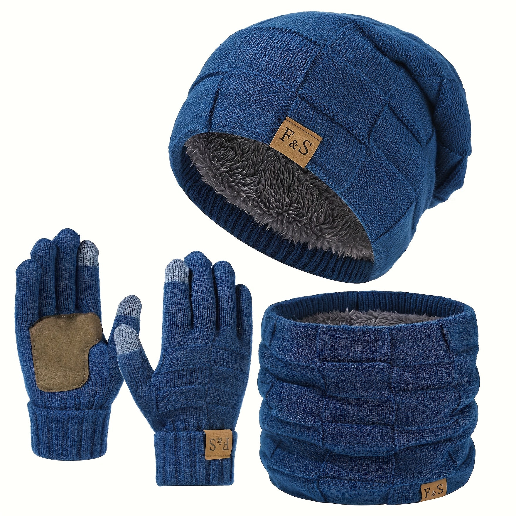 Ensemble Hiver Unisexe 3 Pièces Bonnet Écharpe Gants Chauds Léger et Confortable en Tissu Tricoté Extensible by LSDLBoutique.ch