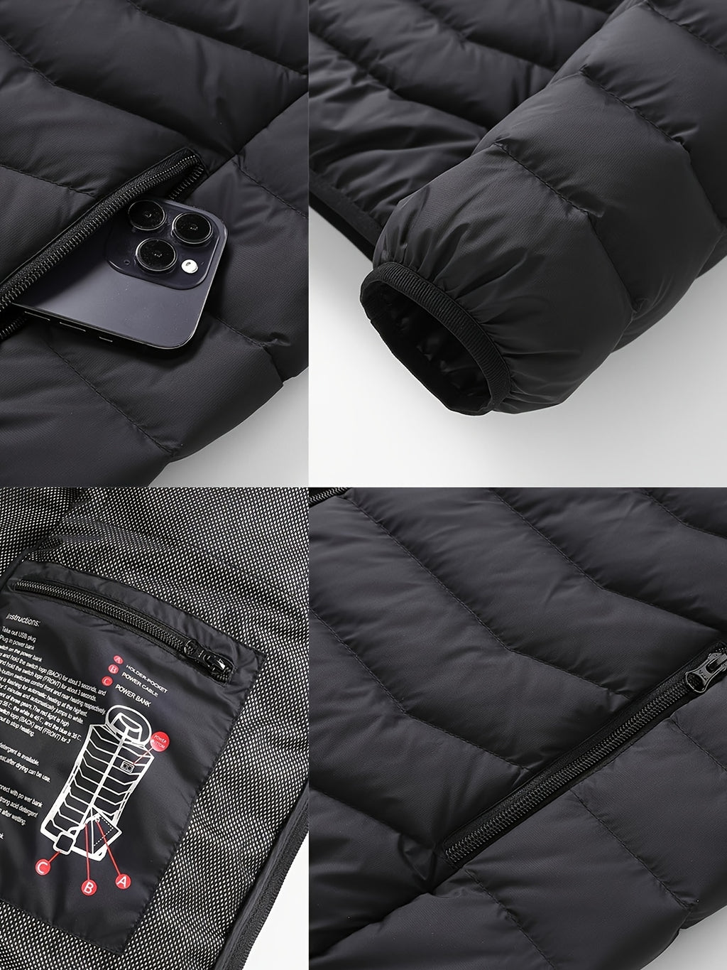 Veste Chauffante Homme Légère À Capuche Pour Randonnée Outdoor Sans Batterie Nylon Tissé by LSDLBoutique