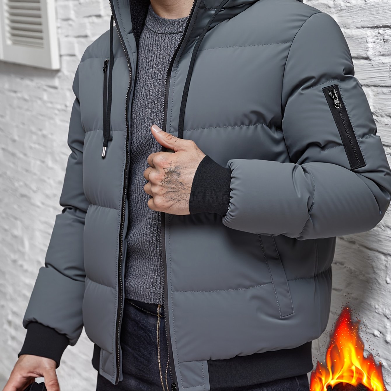 Veste Hiver En Peluche Douce Avec Capuche Et Fermeture Éclair Pour Isolation Thermique Maximale Confortable by LSDLBoutique.ch