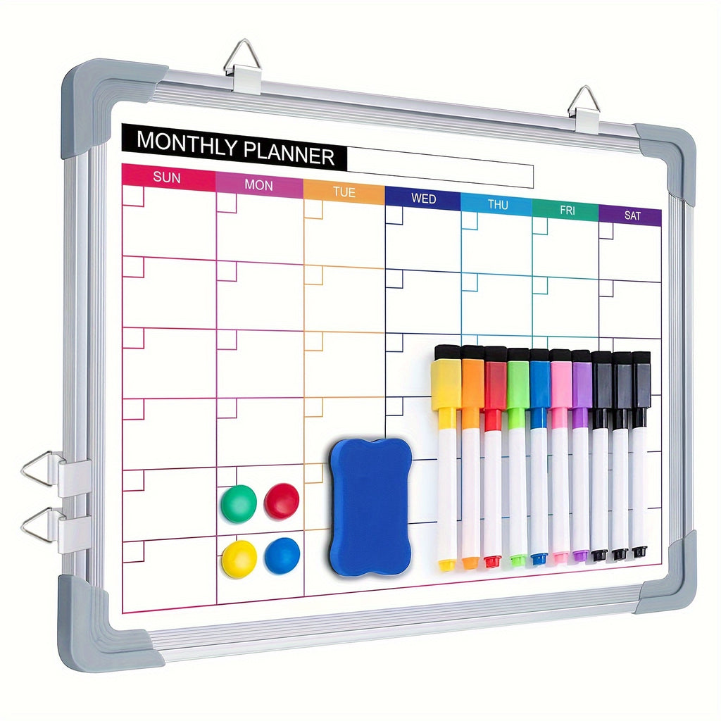 Tableau Calendrier Mensuel Effaçable Double Face Portable et Léger 40x30 cm pour Bureau et Maison by LSDLBoutique