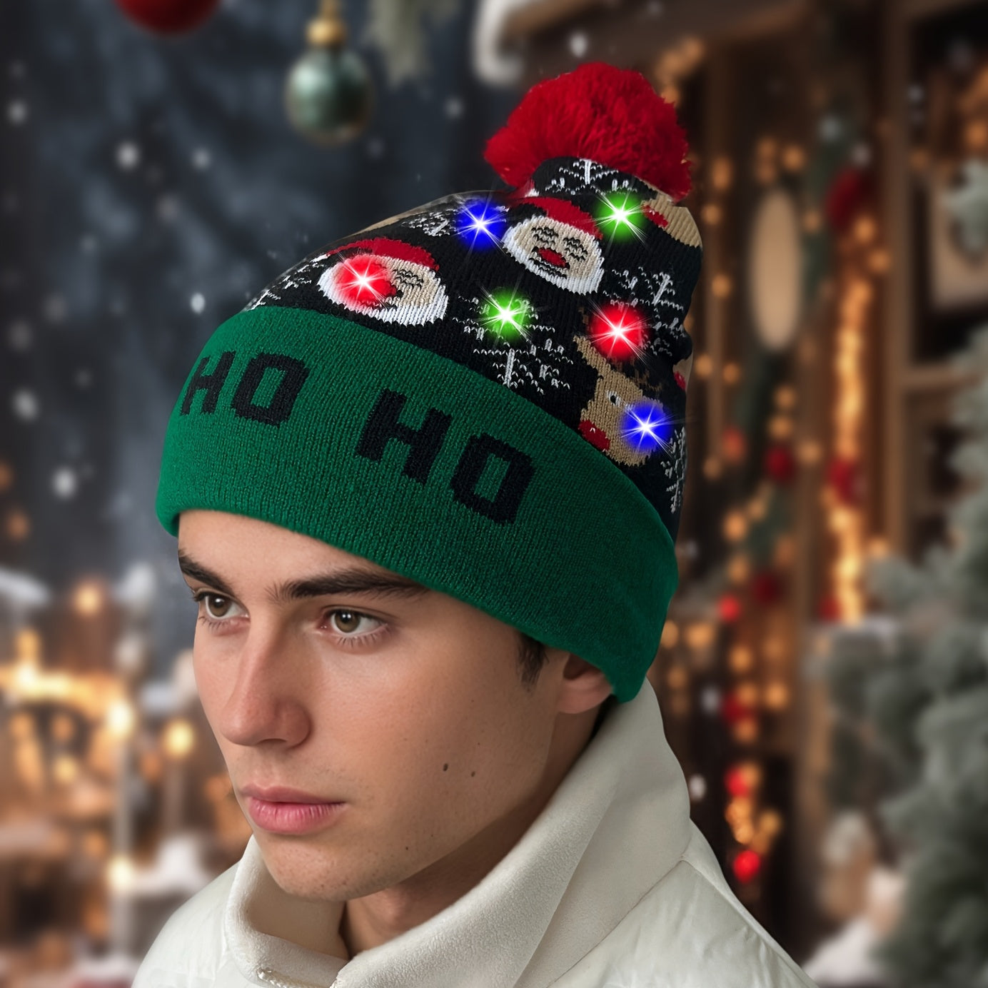 Bonnet Tricoté LED De Noël Pour Adultes Et Enfants Accessoire Festif Lumineux Chaud 100 Pour Cent Acrylique Doux by LSDLBoutique.ch