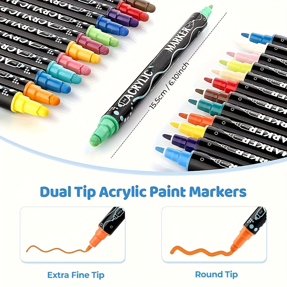 36 Colors Dual Tip Acrylic Pens Markers, Double Tip Premium Acrylic Markers, Acrylic Markers for Wood, Rock Painting, Glass, Canvas, Stone, DIY Crafts Making Art Supplies by LSDLBoutique.ch