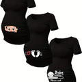 Lot De 3 T Shirts Grossesse Femme Motif Empreintes Stretch Col Rond Confort Et Liberté De Mouvement by LSDLBoutique.ch