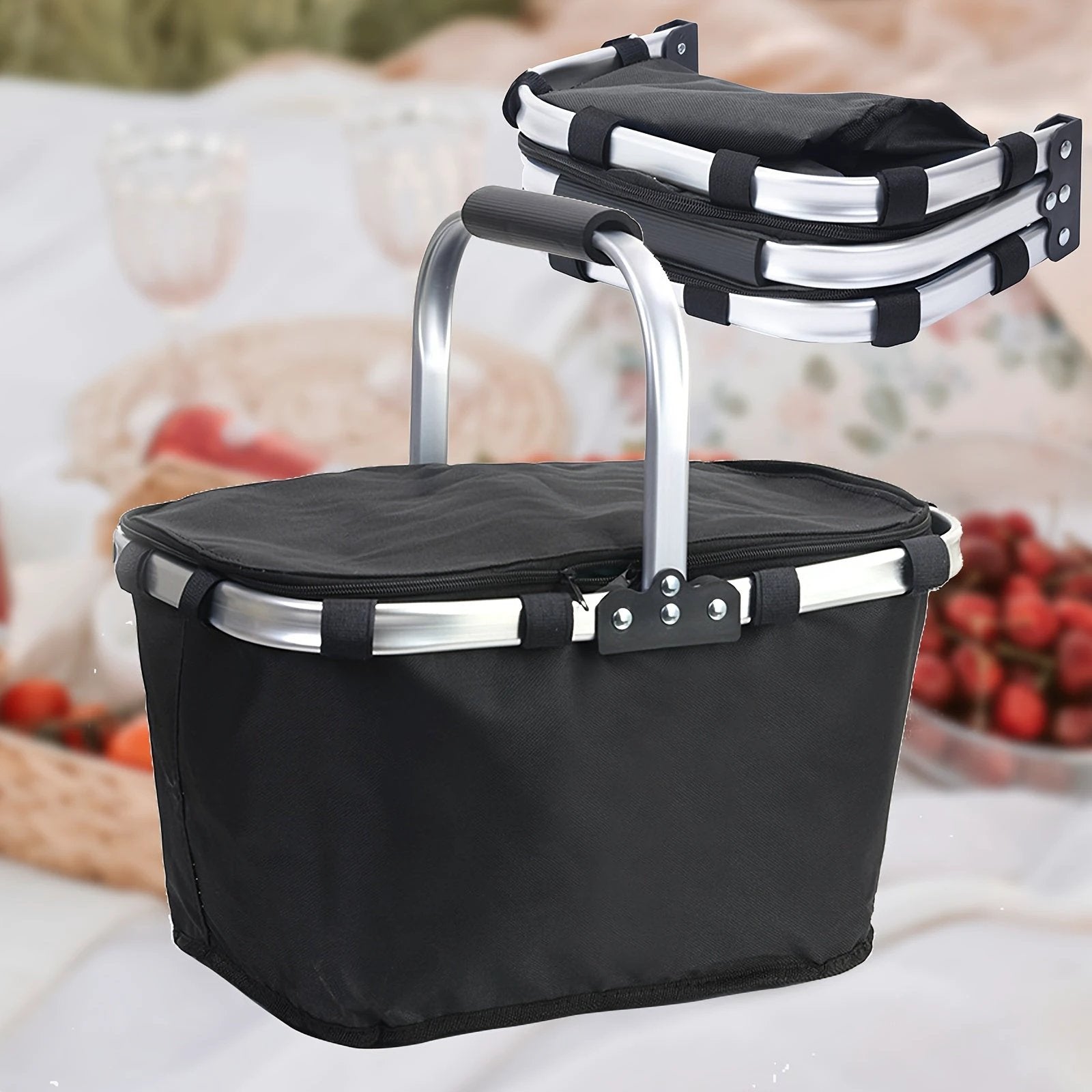 Faltbarer Isolierkorb mit Reißverschlussdeckel, Oxford-Aluminium