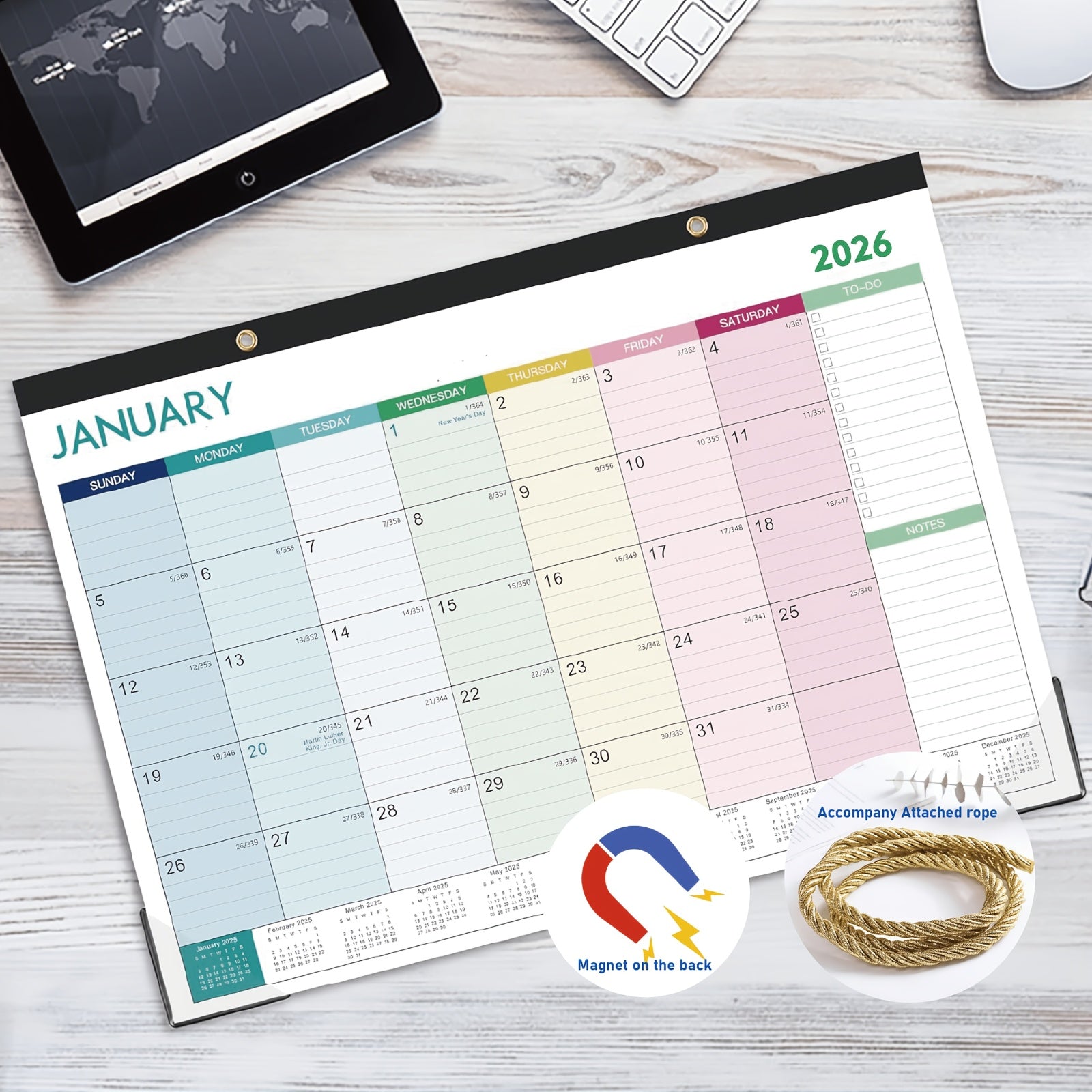 Calendrier Mural Mensuel Magnétique Grand Format 2025 2026 2027 43x30 cm Pour Maison Bureau École by LSDLBoutique