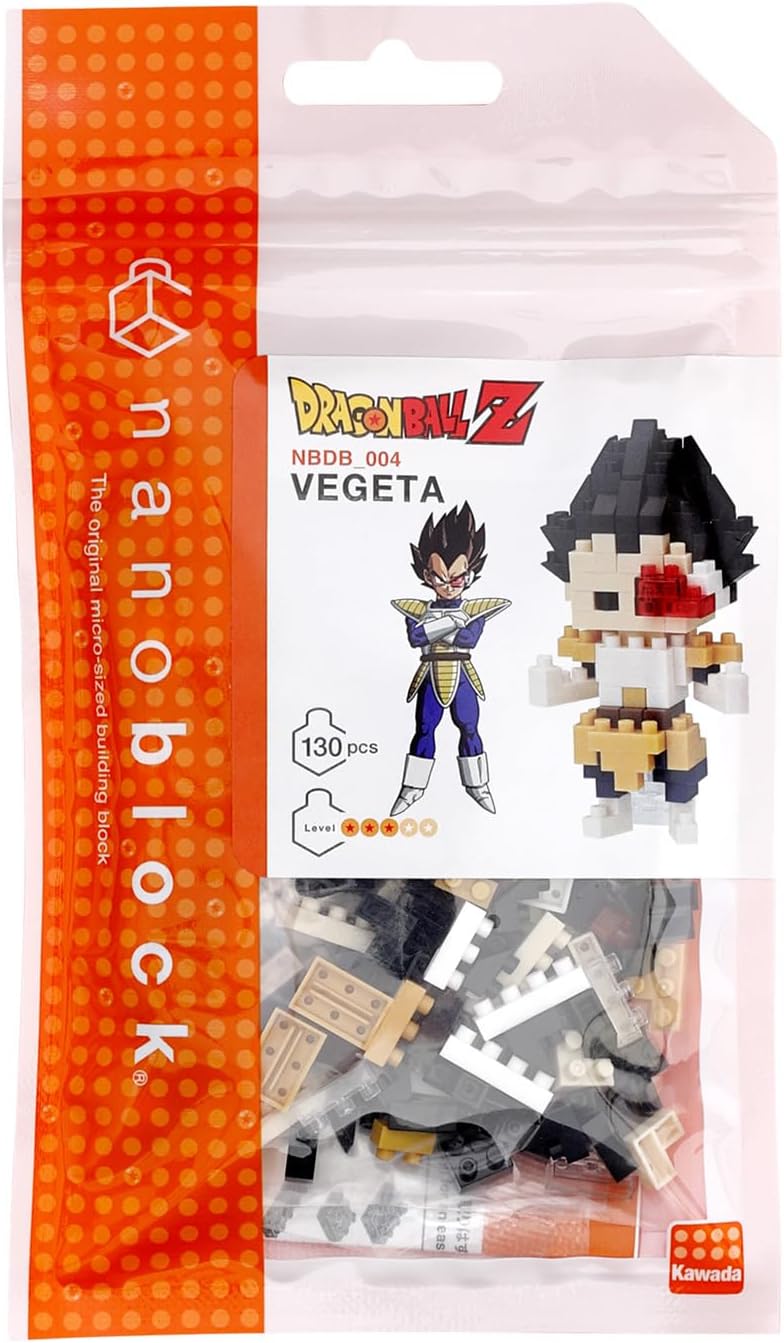 NANOBLOCKS Bandai - Nanoblock - Vegeta - Dragon Ball Z - Mini figurine en briques - Jeu de construction - Kit construction figurine manga Vegeta pixel - NBDB004