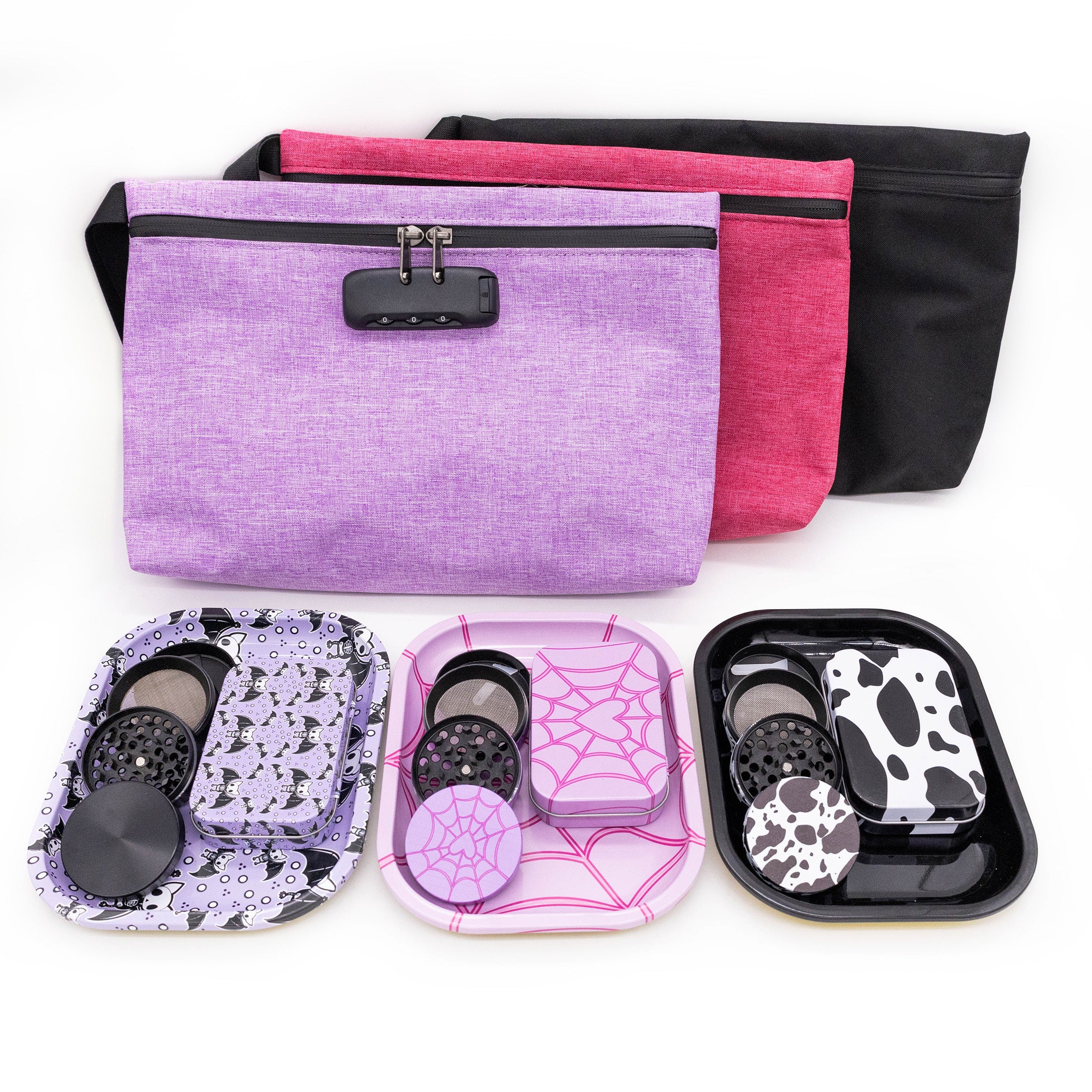 Set Rangement Fumeur 4pcs : Grinder, Plateau, Pochette Anti-Odeur by LSDLBoutique.ch