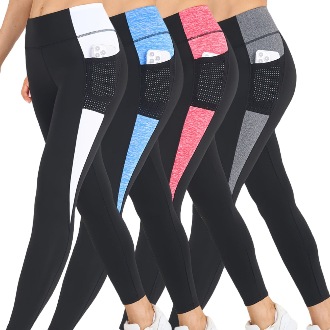 Lot De 4 Leggings Femme Taille Haute Effet Push Up Contrôle Du Ventre Tissu Stretch Respirant Pour Le Sport by LSDLBoutique.ch