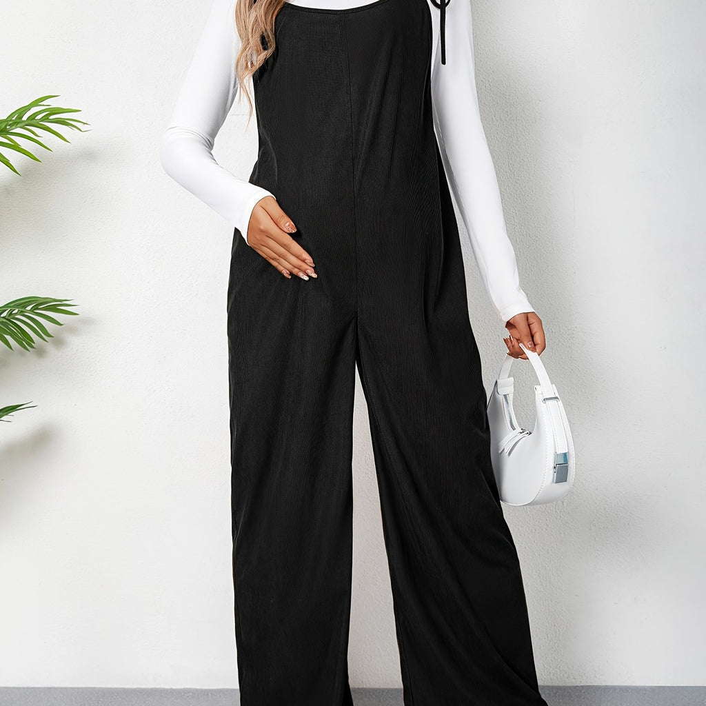 Combinaison Grossesse Femme Taille Haute Avec Bretelles Et Noeud Ample Confort Et Élégance by LSDLBoutique.ch