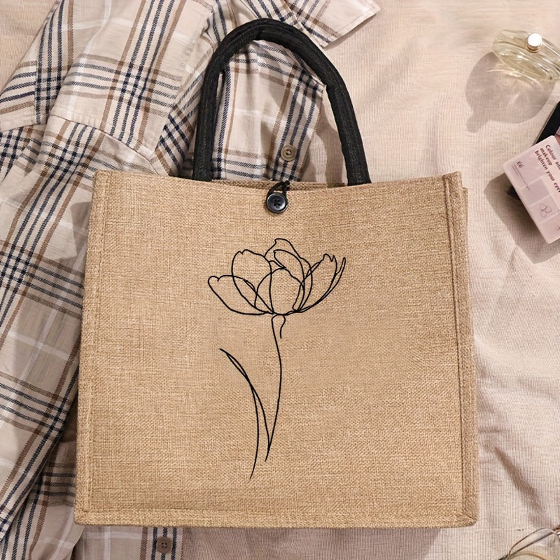 Linenia – Sac en Lin Fleuri Femme, Grand Format Élégant by LSDLBoutique.ch