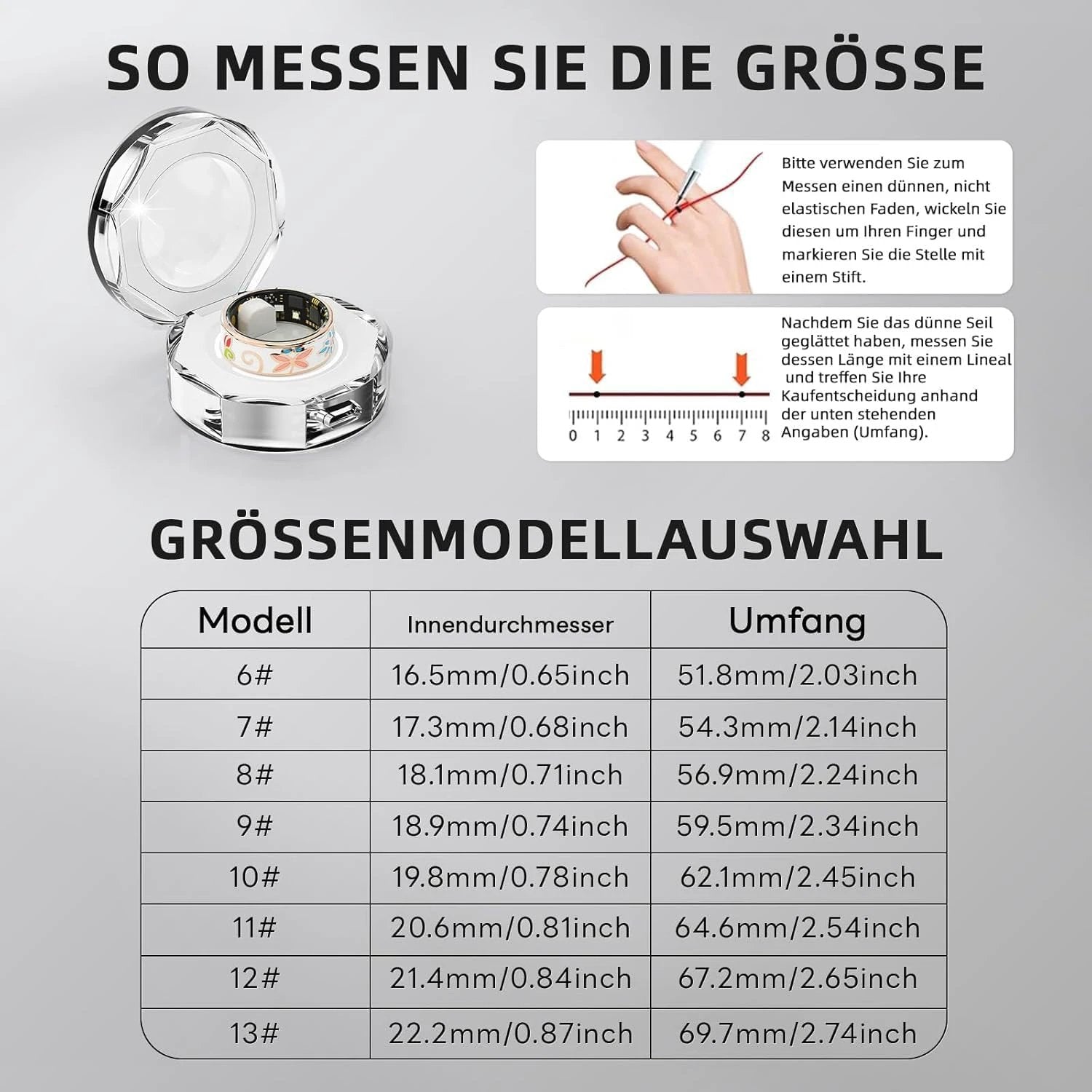 Vintage Smart Ring with Heart Rate and Sleep Monitoring, Fitness Tracker, Smart Ring Step Counter, IP68 Waterproof, 7 Day Battery, Magnetic Charging (7)