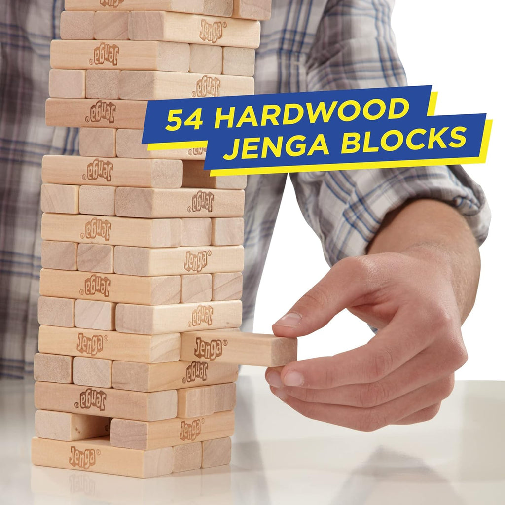 Hasbro Gaming Jenga, Jeu de société en Bois, Jeu de Voyage pour Enfant et familles, Version française, Idées Cadeaux d'anniversaire, À partir de 6 Ans