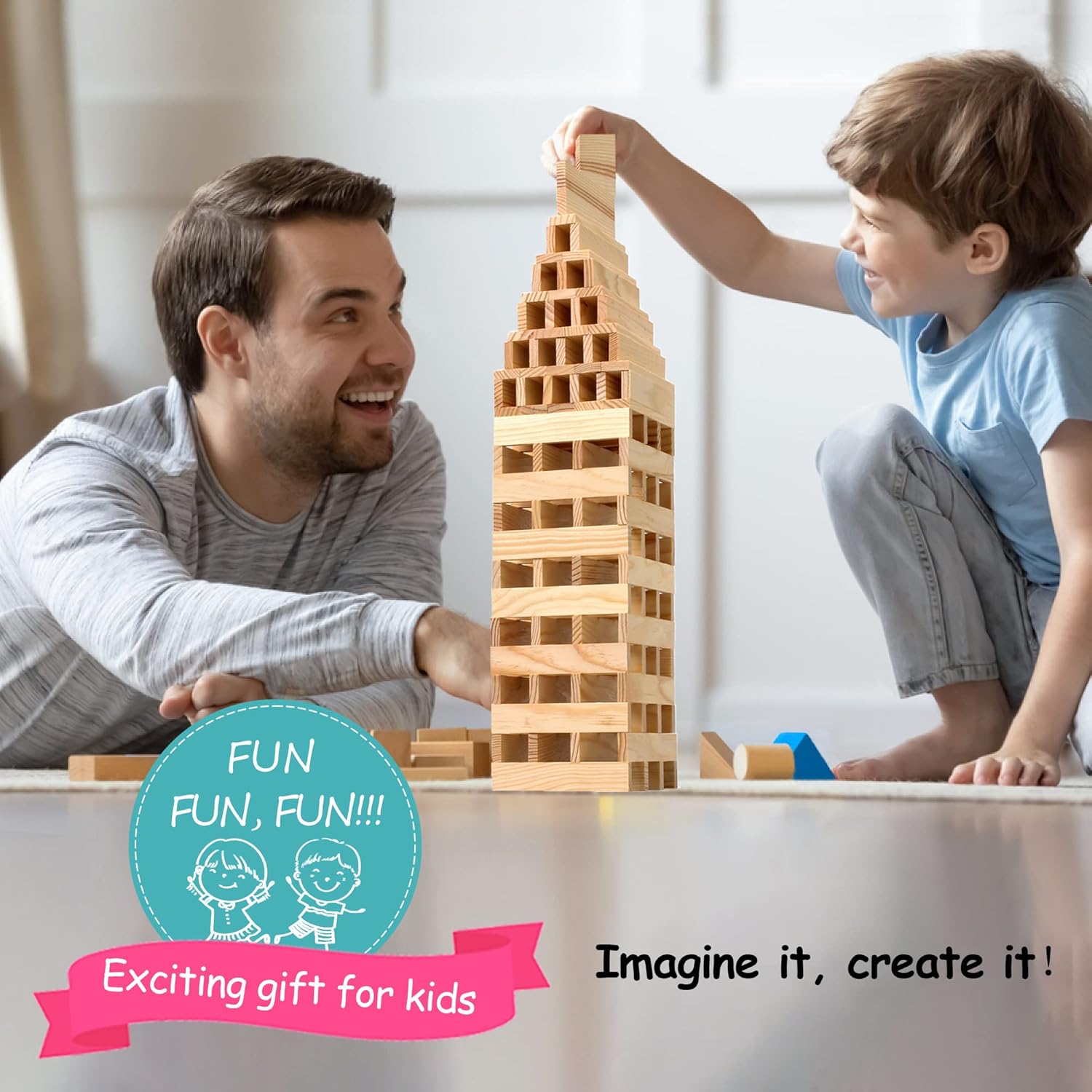 ICEKO - 100 Planchettes - Jeux de Construction en Bois pour Enfants - Développeur de Coordination et d'Éveil À partir de 3 Ans
