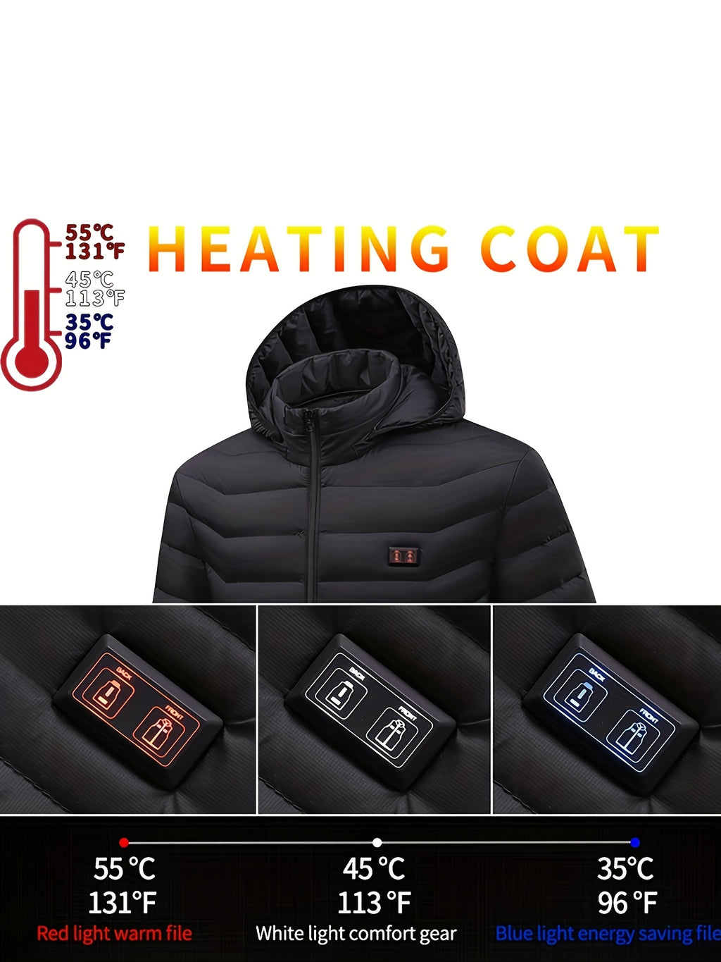 Veste Chauffante Homme Légère À Capuche Pour Randonnée Outdoor Sans Batterie Nylon Tissé by LSDLBoutique