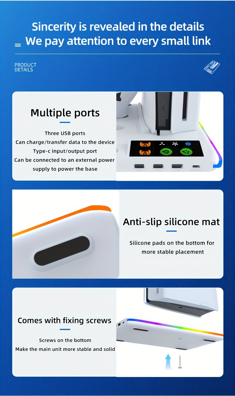 CoolBase – Station de Refroidissement PS5 avec Chargeur Double & LED RGB by LSDLBoutique.ch